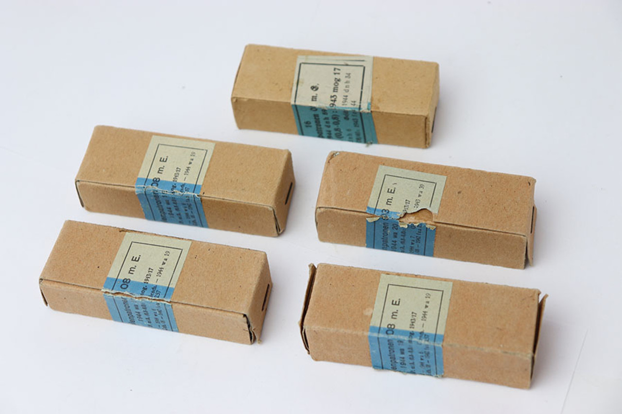 SOLD - 5 Boxes: 1944 9mm German Pistol Ammo