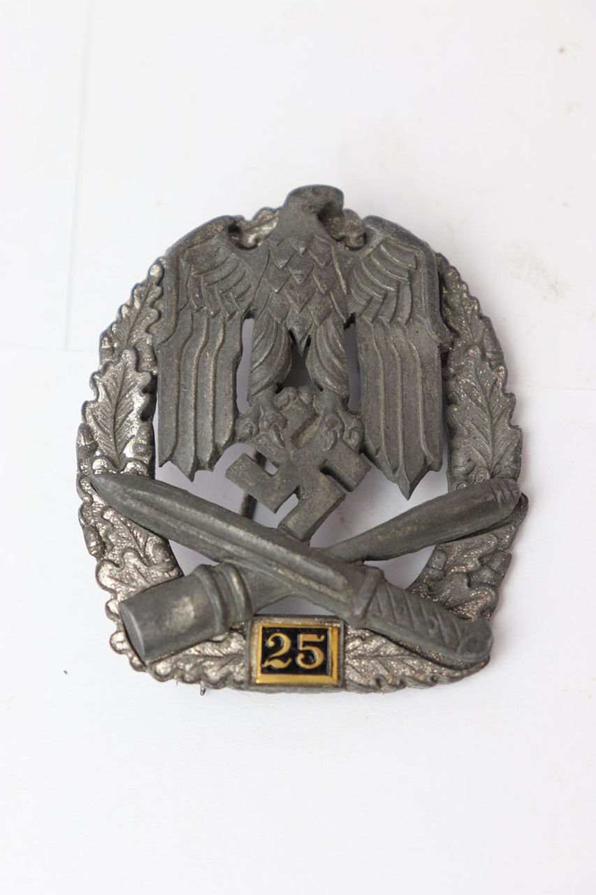 SOLD - WW2 German 25 Assault Badge - Likely Repro