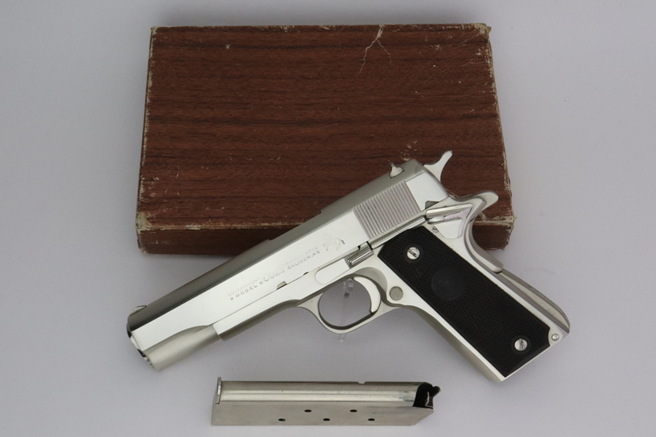Rare, Boxed, Factory-Nickel Colt Government Model - 1966 Mfg