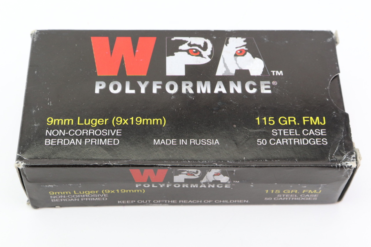 WPA Polyformance 9mm Luger 115gr Steel Case FMJ - 50 count