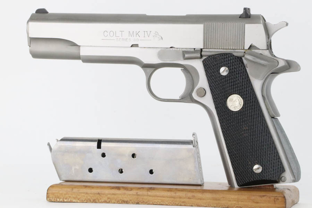 SOLD - Stainless 1989 Colt Government Model - MK IV Series 80