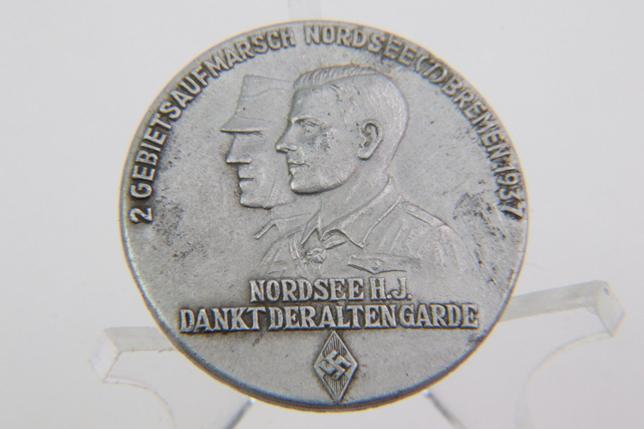 SOLD - 1937 Nordsee Hitler Youth “Thanks The Old Guard” Event Badge
