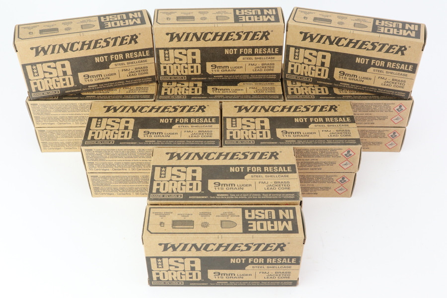 SOLD - Winchester USA Forged 9mm Luger 115gr - 16 Boxes/800 Rounds