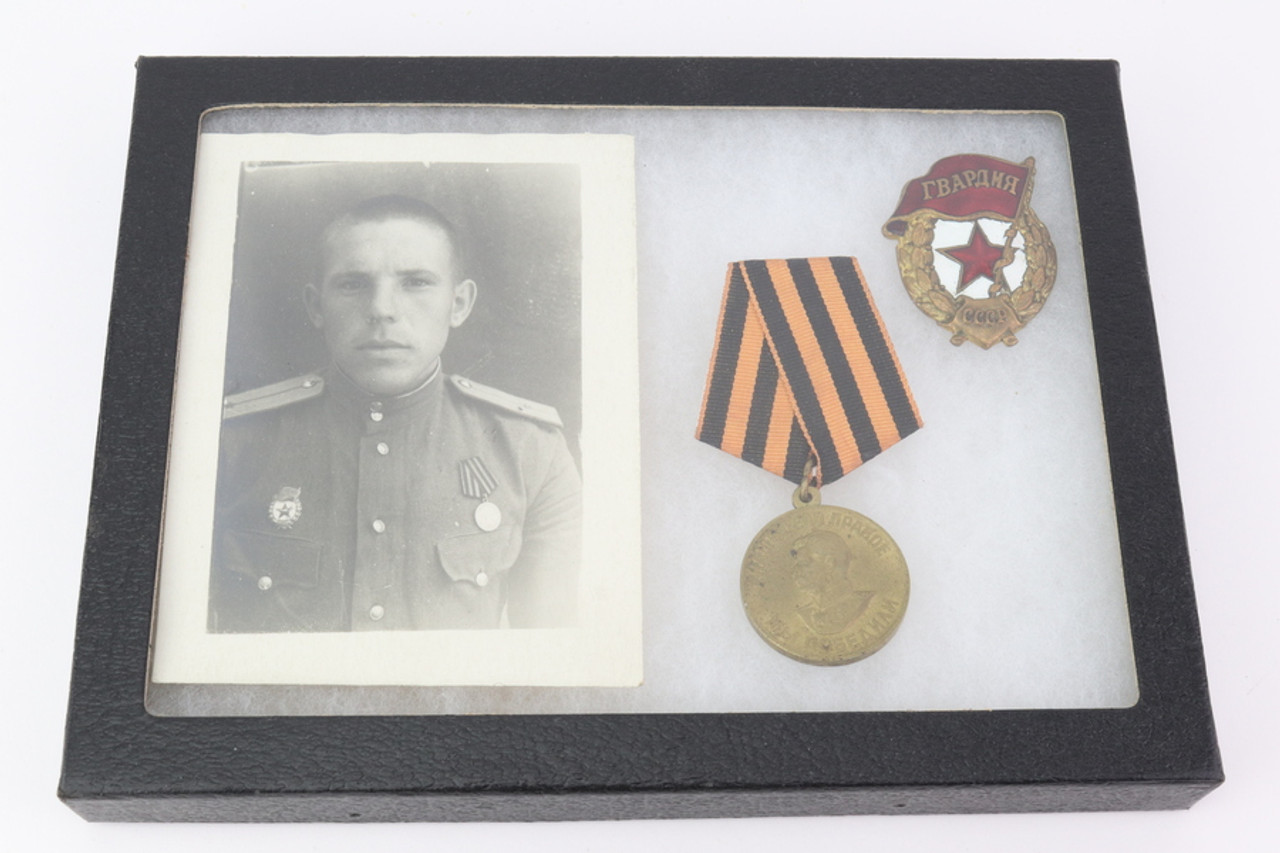 SOLD - Soviet Medal Display and Soldier Photograph