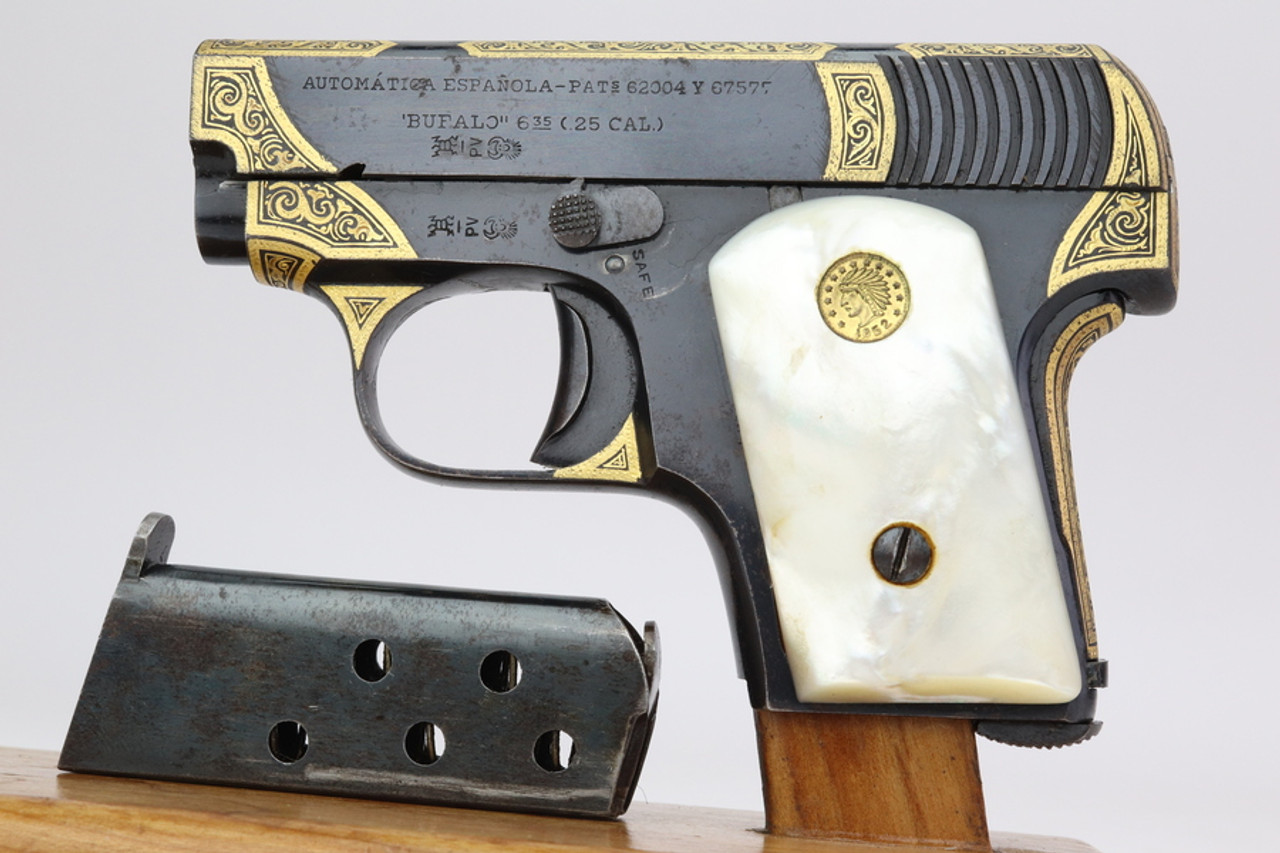 SOLD - Beautiful Gold Engraved Damascened Spanish 'Bufalo'
