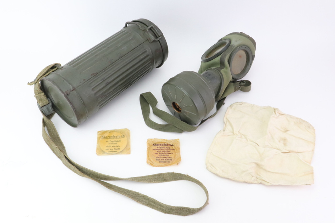 SOLD - German WWII M30 Gas Mask and Carrying Can