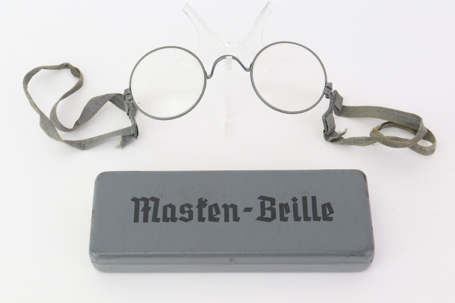Cased, Original WWII German Gas Mask Eye Glasses - photo 1 of 5