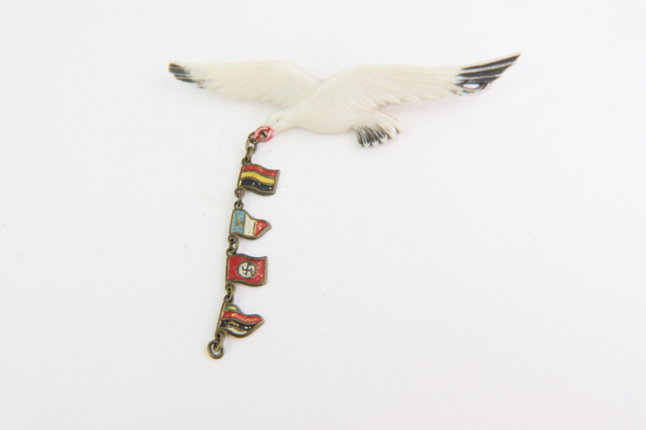 Vintage Plastic Brooch with Flag Pins