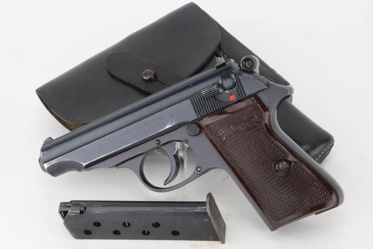 Excellent SS Contract Walther PP Rig - Rare Red Grips