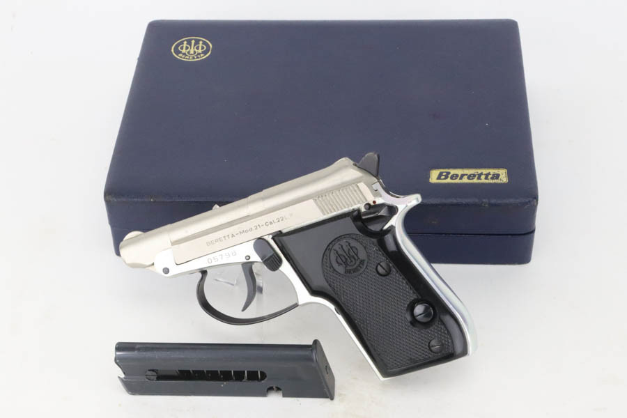 Boxed, Nickel Beretta Model 21 - .22 LR - photo 1 of 14