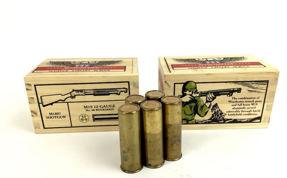 Winchester WWII 12 Ga. 00 Buck Brass Shells - Original / Modern