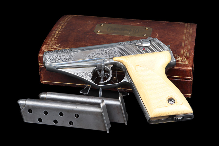 Silver, Engraved Mauser HSC w/ Ivory Grips - Low Grip Screw