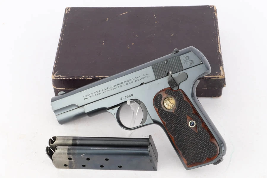 1921 Colt Model 1903 Pocket Hammerless .32 ACP pistol with box - with box and magazines