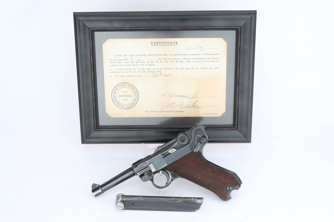 SOLD - 1939 Mauser Luger - Matching Magazine and Capture Papers