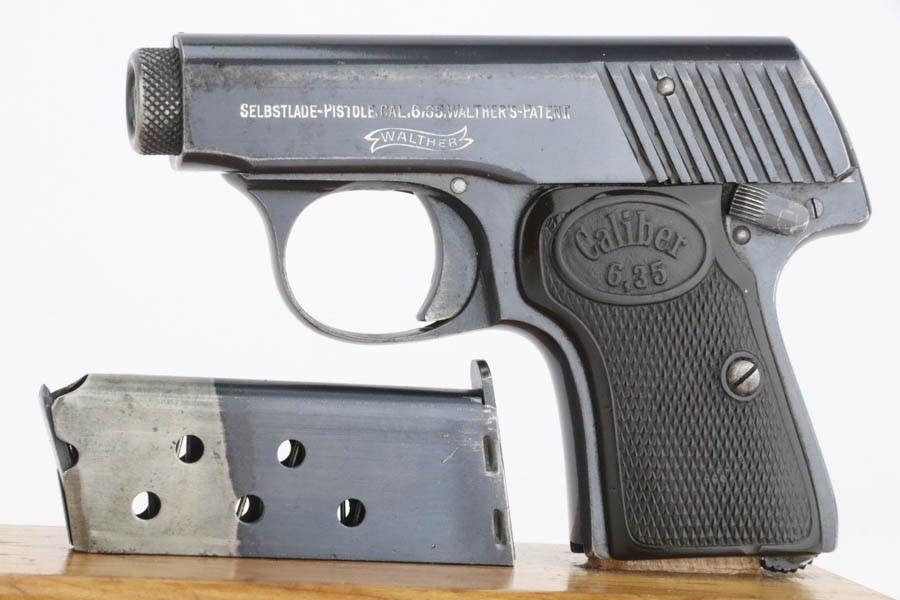 Walther Model 2 6.35mm pistol - left side with magazine