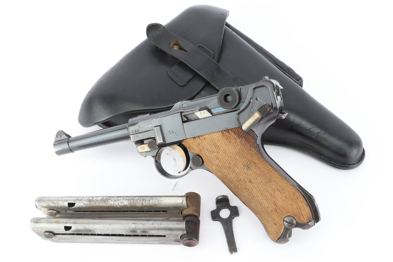 Police Reworked DWM Luger Rig - Unit Marked & Matching Magazine