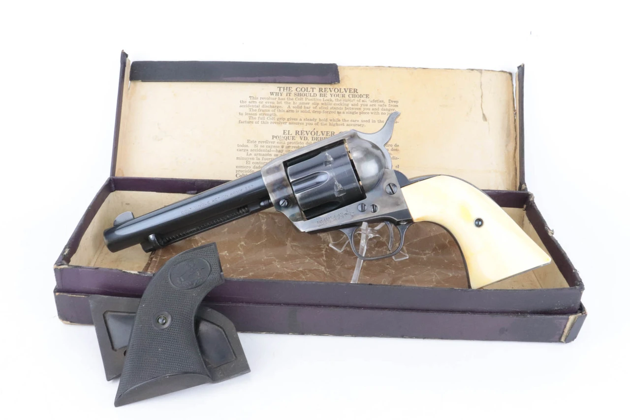 First generation Colt Single Action Army revolver with ivory grips and box - with original box