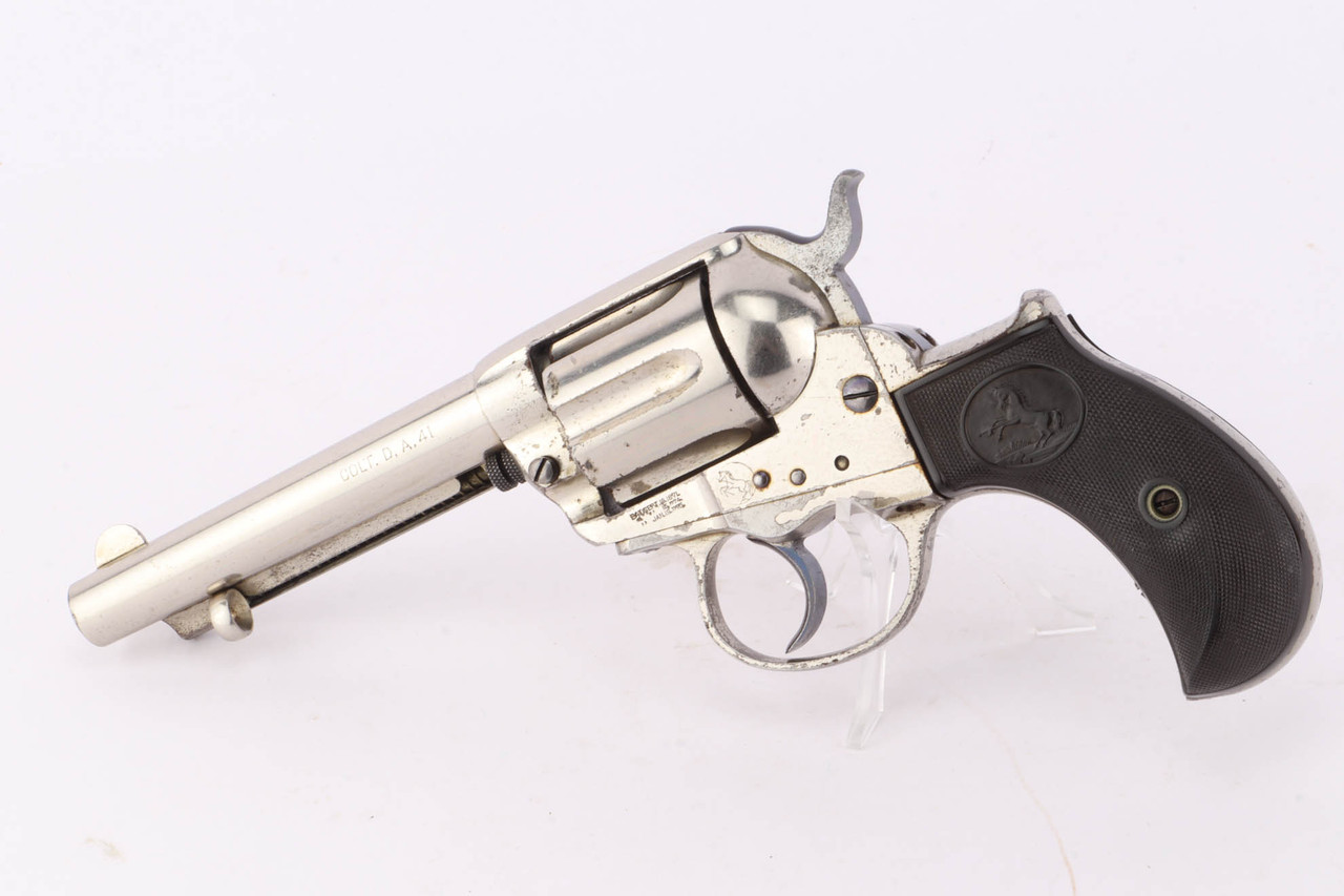 Factory-Nickel Colt M1877 Thunderer Revolver - .41