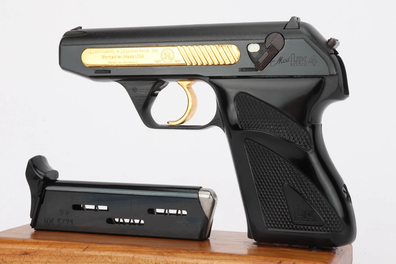 HK4 Centennial Commemorative .380 ACP pistol - left side with magazine