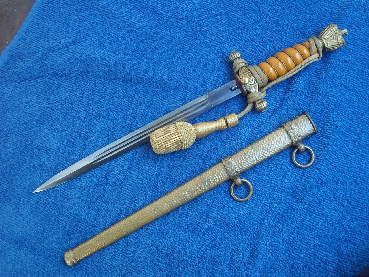 Kriegsmarine Dagger w/ Hammered Scabbard - 1