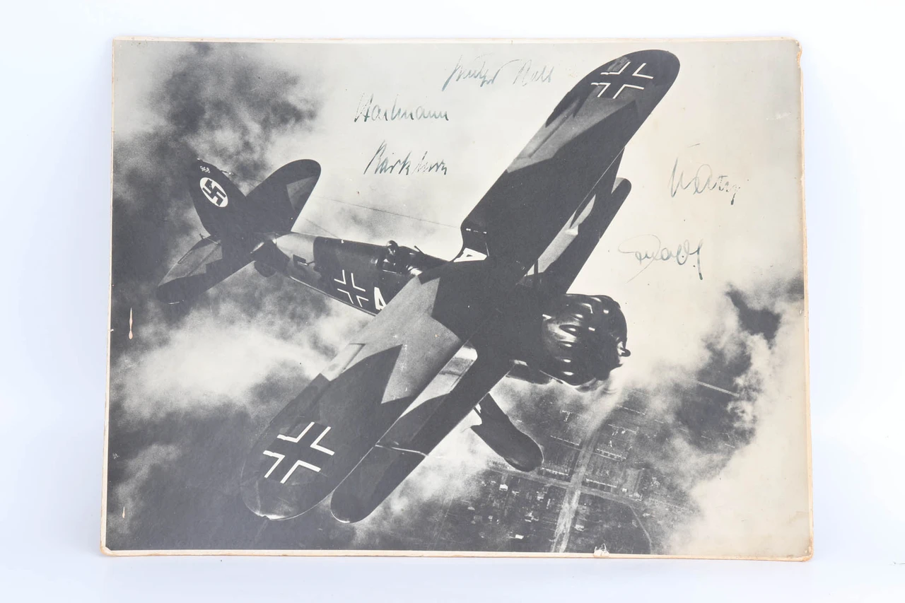Rare Fighter Unit JG-52 Luftwaffe Aces Signed Photo