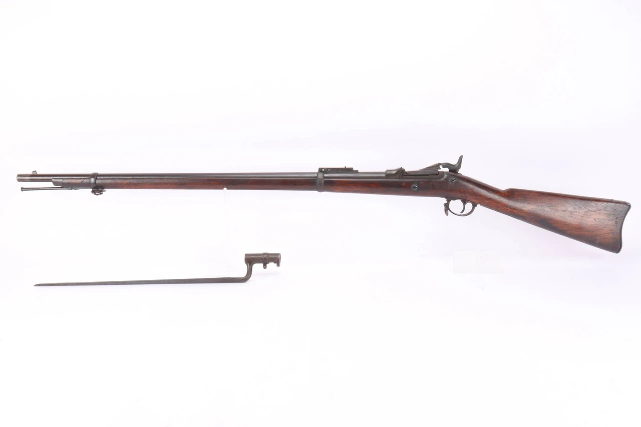 1888 Springfield Model 1884 Trapdoor - full left side with bayonet