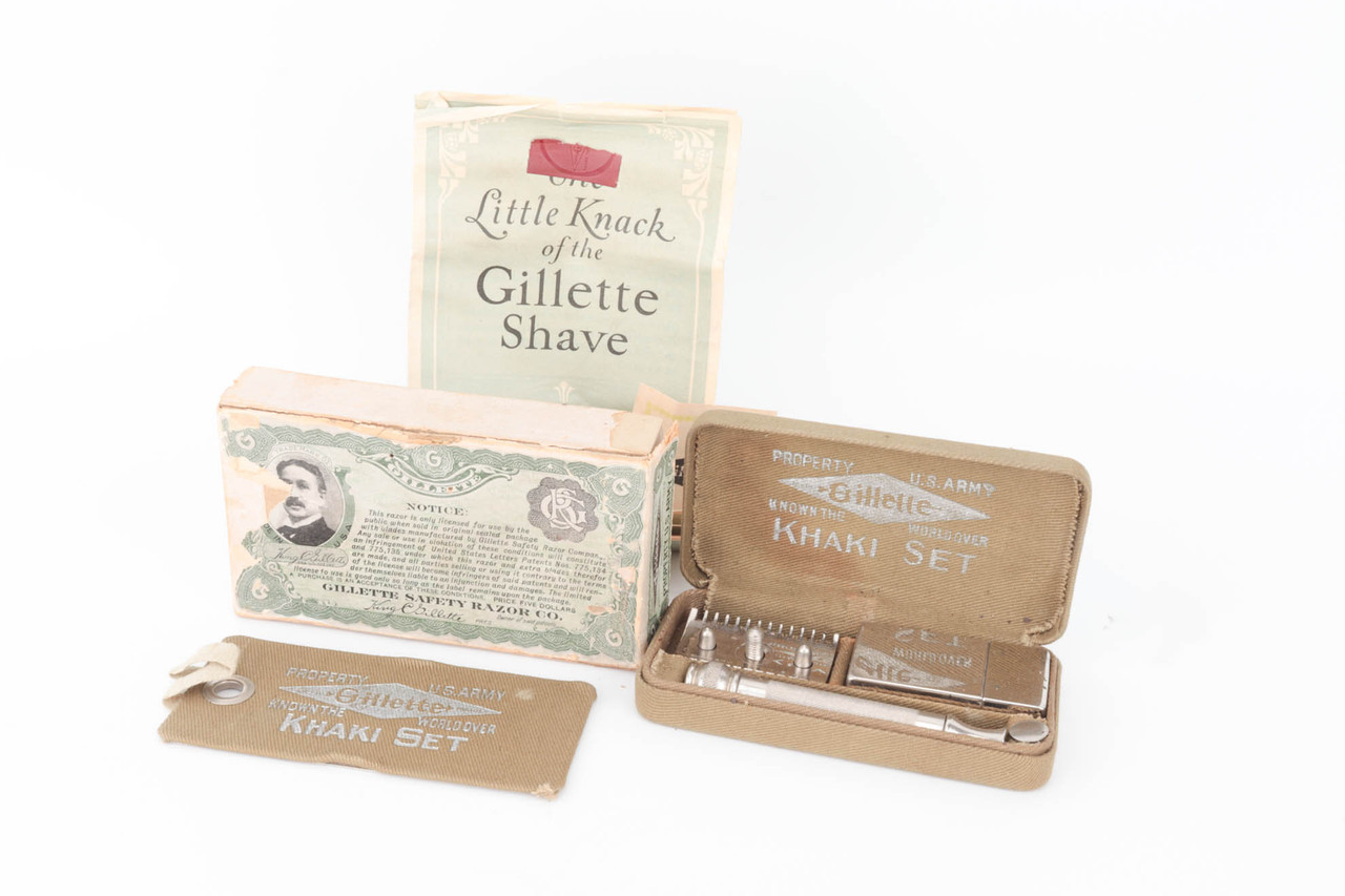 Original WWI USGI Gillette Shaving Kit - Khaki Set - photo 1 of 8