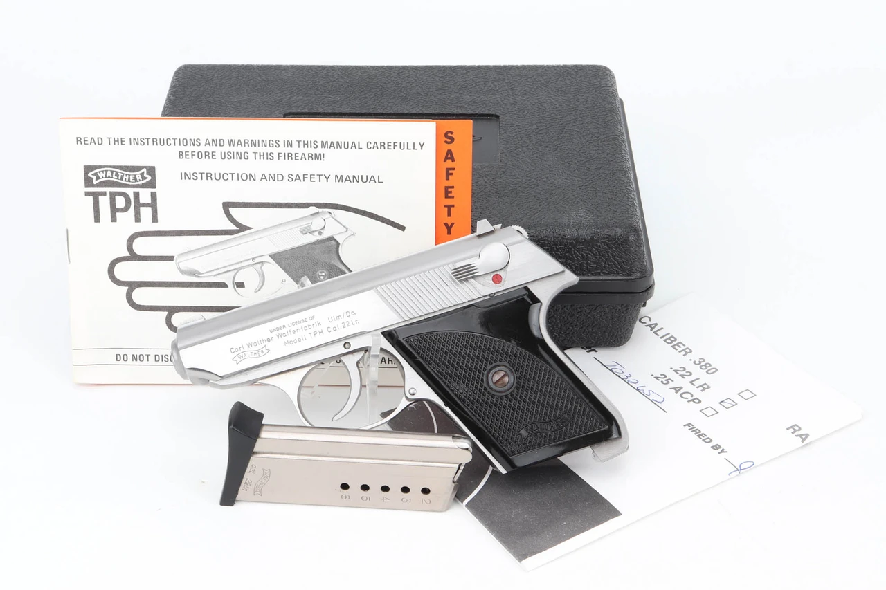 Boxed 1997 Walther TPH .22 LR - complete set with hard case, pistol, manual and test target