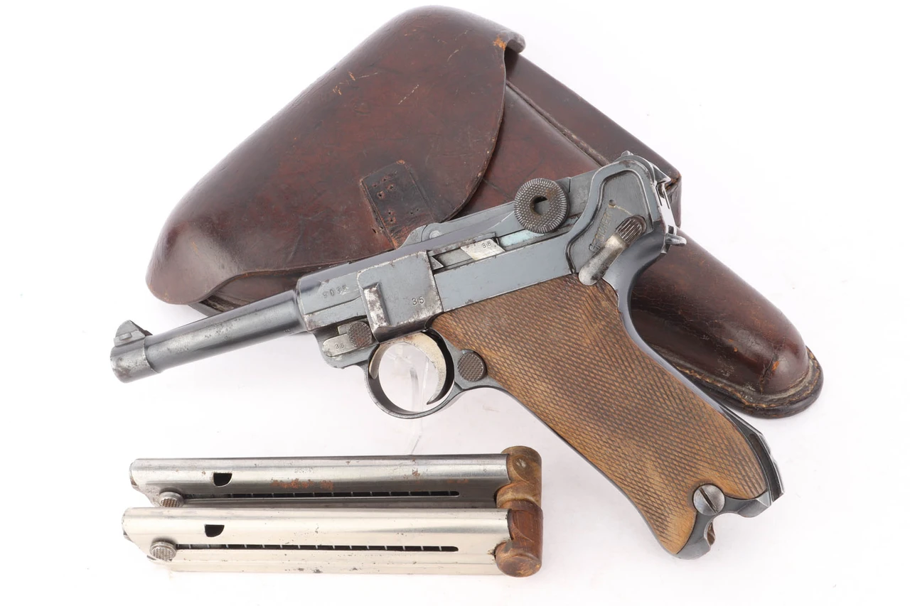 1917 DWM Luger rig 9mm pistol - shown with 1917 holster and two magazines