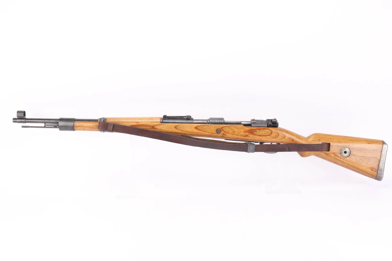 1943 Waffenfabrik Brunn (dot) K98k 8mm Mauser rifle - full left side view with leather sling
