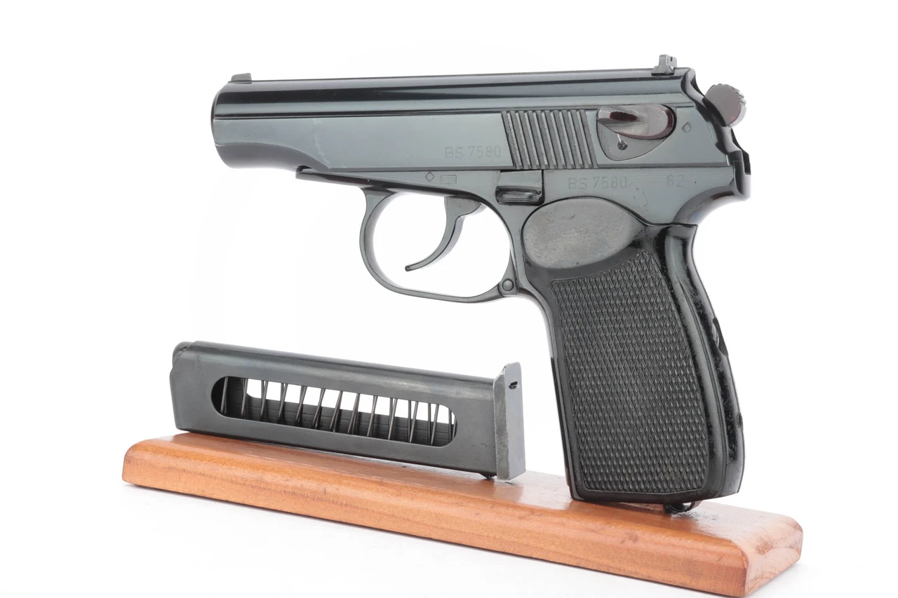 1962 East German Makarov 9mm Makarov pistol - left side view with magazine