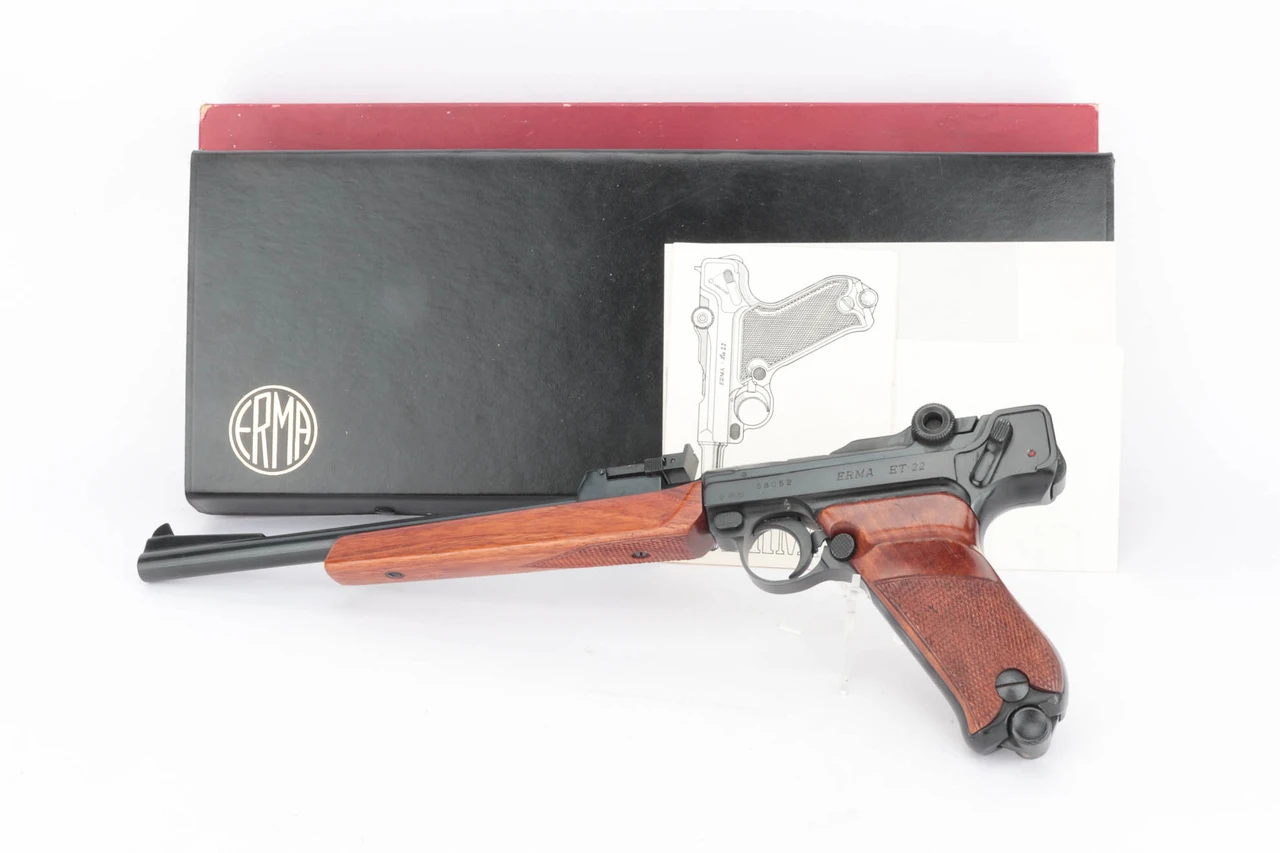 1967 Erma ET-22 Luger .22 LR - shown with inner black box and owner's manual