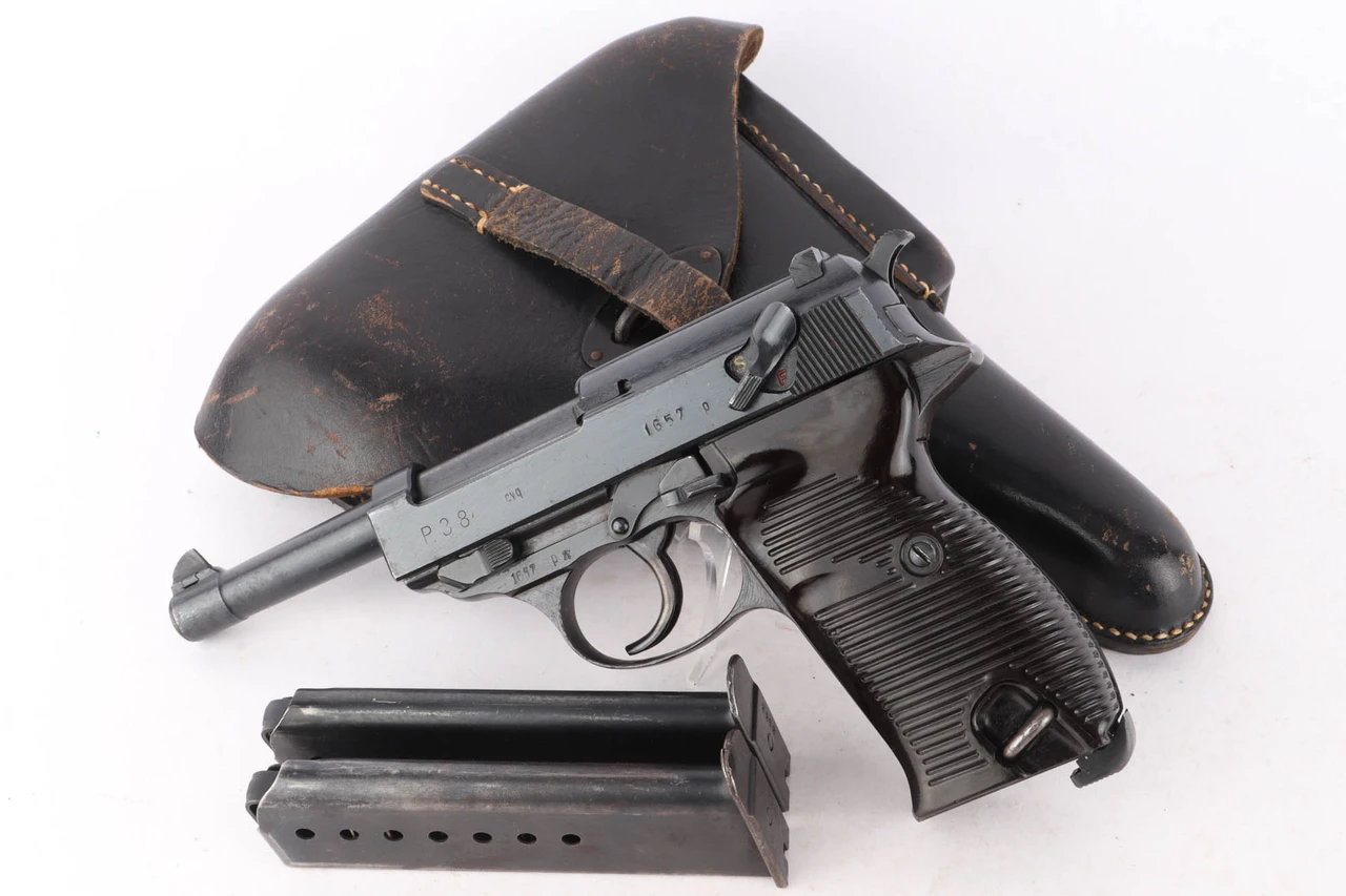 1944 Spreewerk P.38 9mm pistol rig - shown with holster and two magazines