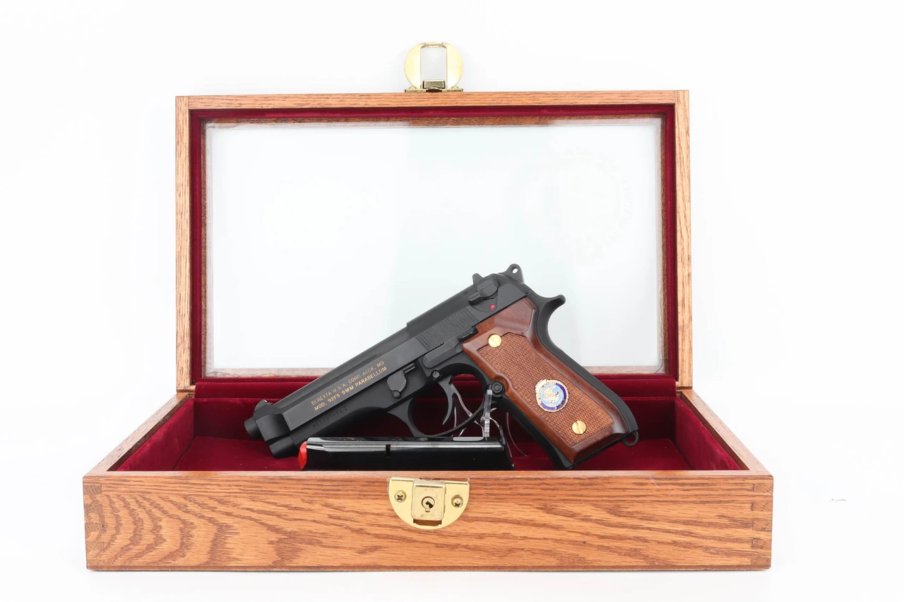 Beretta 92FS FBI National Academy 9mm pistol in wood presentation case