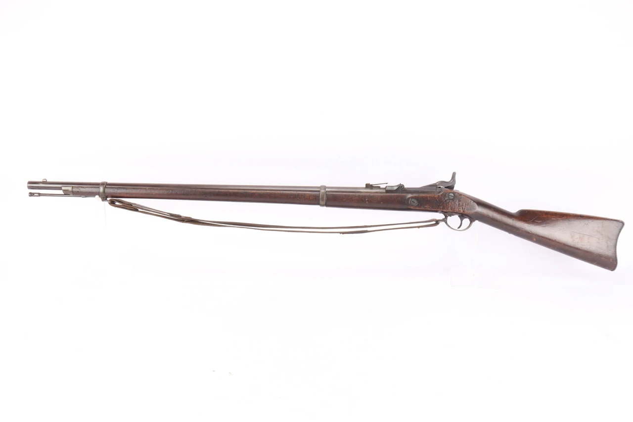 Springfield Model 1870 Trapdoor .50-70 rifle - left side view with leather sling