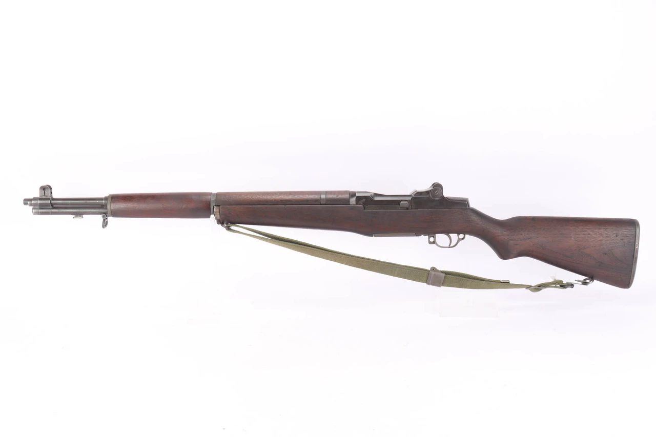 1943 Springfield M1 Garand .30-06 rifle - left side view with green canvas sling