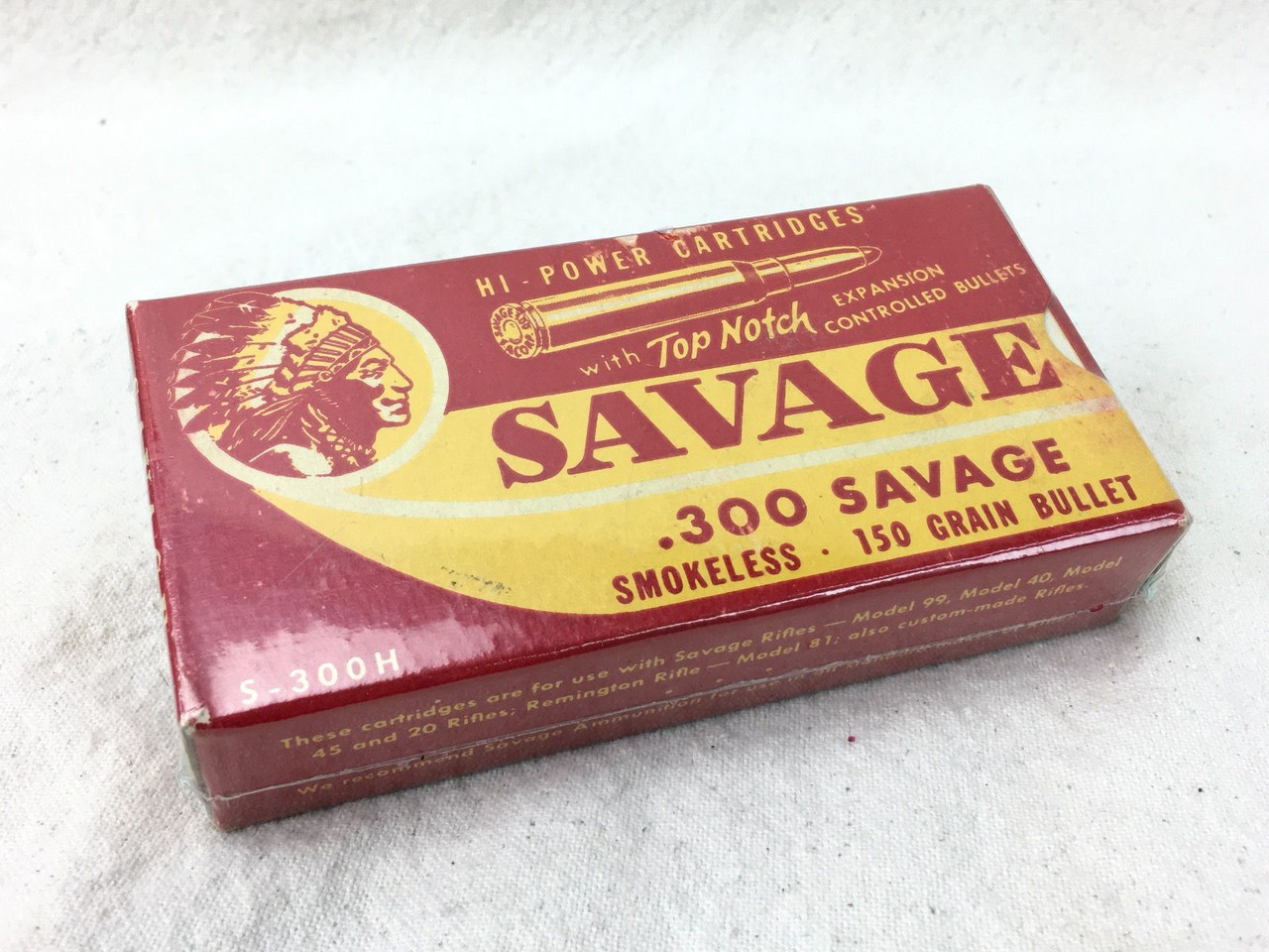 20 Cartridges "INDIAN HEAD" Box .300 Savage Ammunition - 1