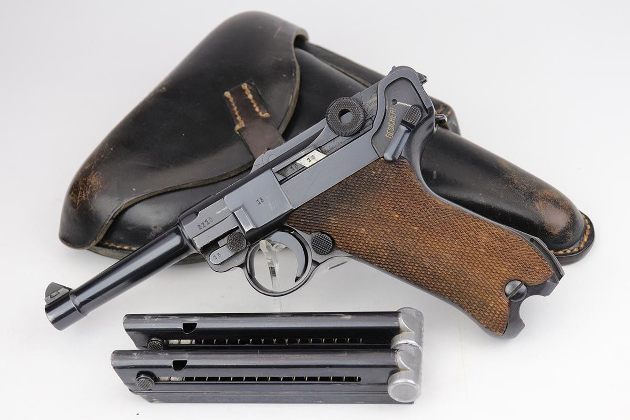 Exceptional 1940 Nazi Mauser Luger Rig - Two Matching Magazines - 1