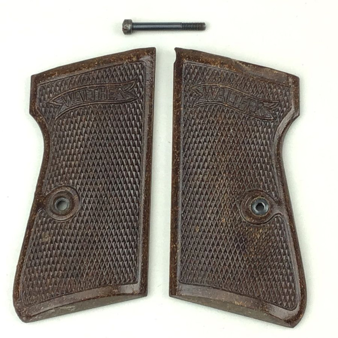 Reddish Brown Walther PP Grips & Screw - RARE - 1