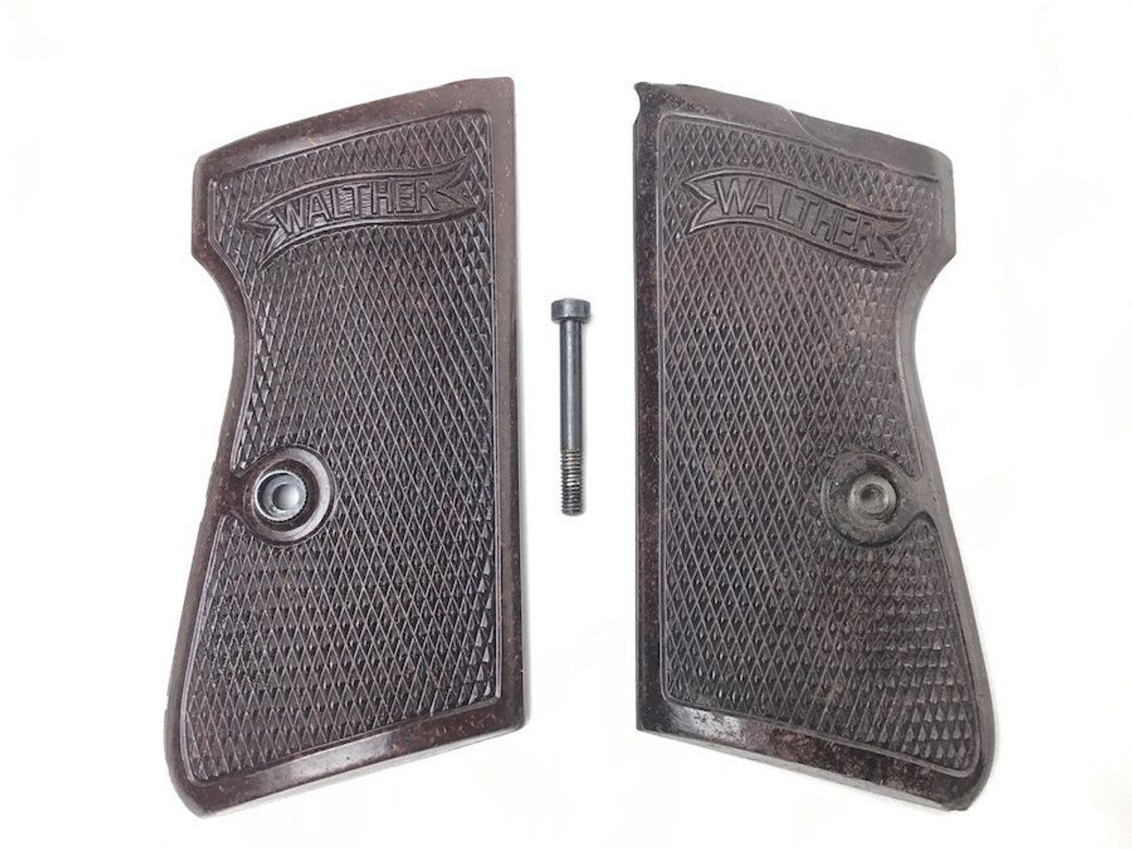 Reddish Brown Walther PP Grips & Screw - 1