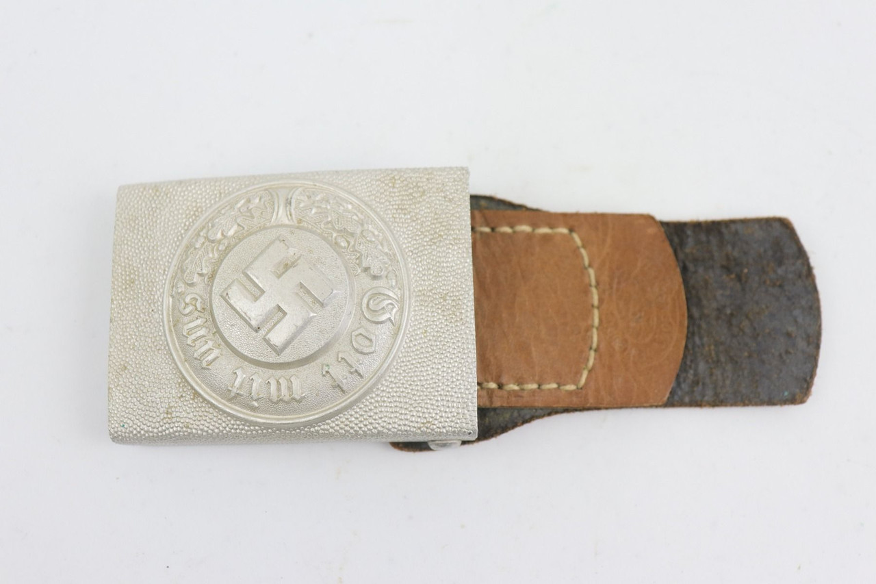 Nazi Police Belt Buckle with Leather Tab - 1