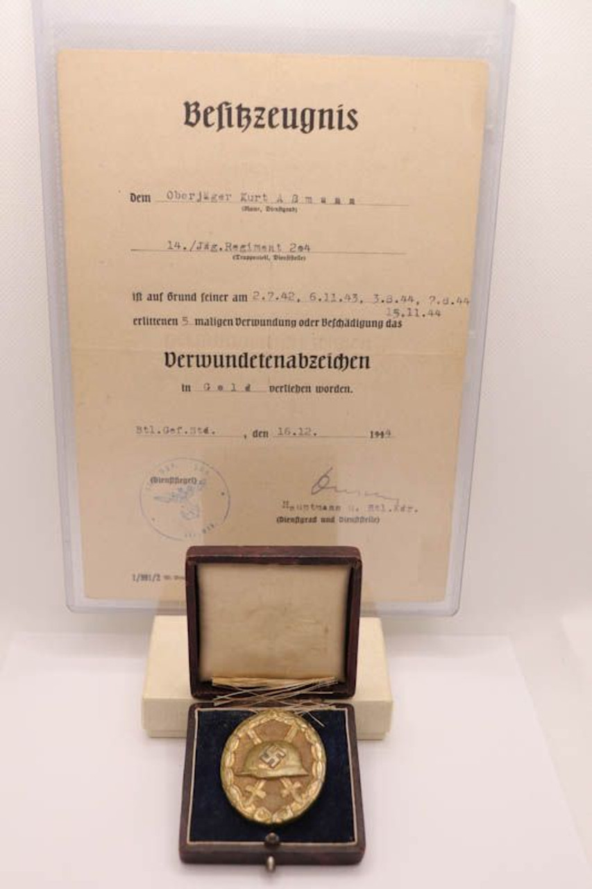 Nazi Combat Wound Badge with Original Documentation - 1