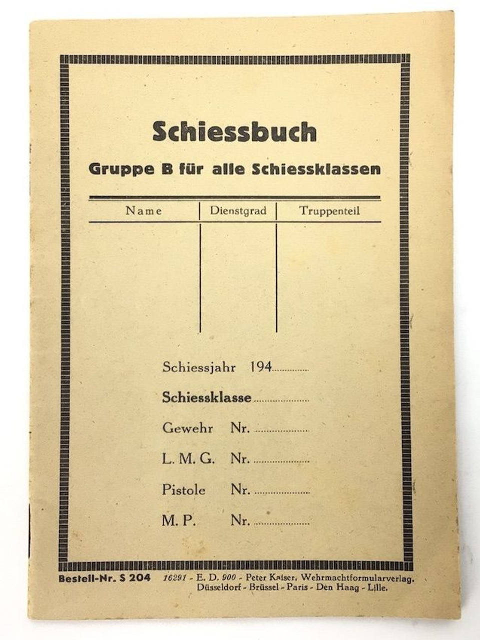 German WWII Wehrmacht Shooting / Score Booklet