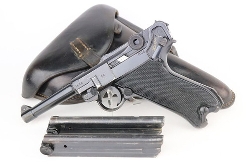 Excellent Nazi Mauser Black Widow Luger Rig - 1