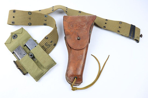 WW2 USMC Utility Belt - Magazine Pouch - M1911 Holster 1944 WWII