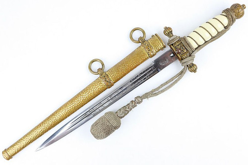 Rare, Etched 1st Model Kriegsmarine Dagger with Portepee - 1