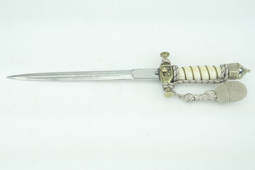 Ivory Handled Imperial German Navy Dagger with Hangers & Portepee - 1