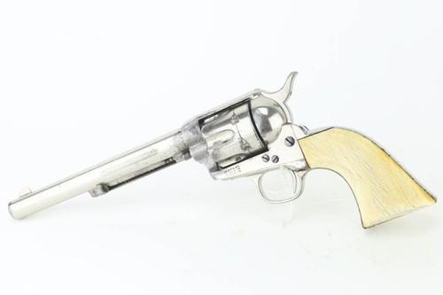 Factory Nickel 7.5" Colt Frontier Six Shooter - Real Ivory Grips - 1