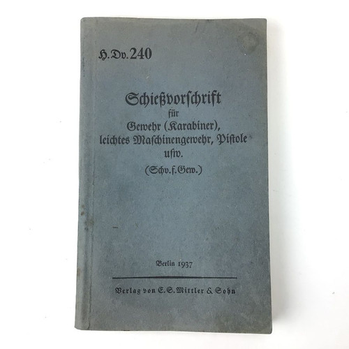 Shooting regulations - 1937 Original Instruction Book K98 Mauser 8mm MP 40 machine gun - 1