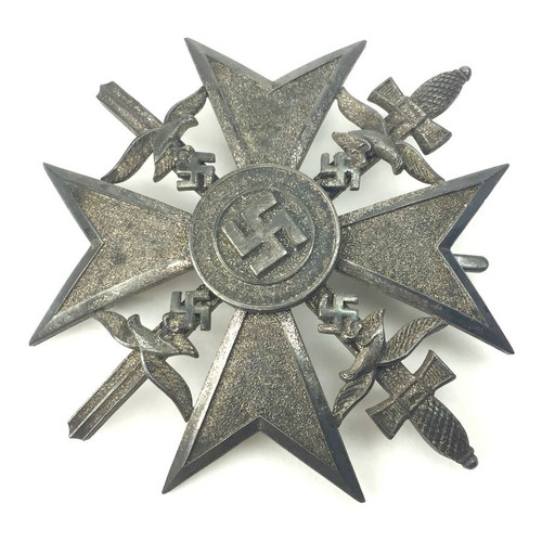 German / Spanish Silver Cross With Swords WWII Nazi Medal - 1
